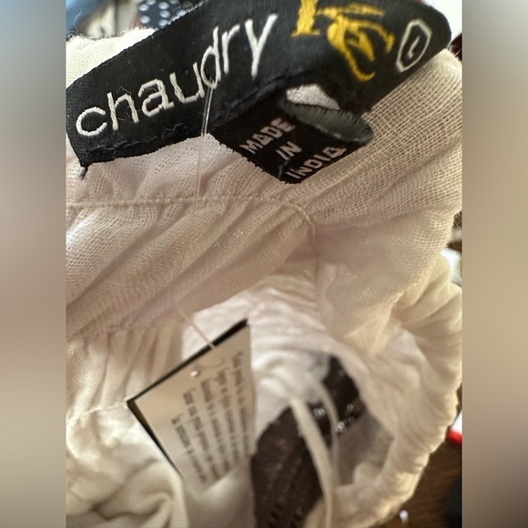 Chaudry Dress L  Red White Ombre Halter Maxi Boho Lace Smocked Back - Picture 6 of 7